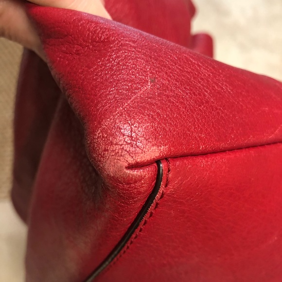 Red Coach Tote with Gold Hardware - Great Work Bag - Picture 9 of 10